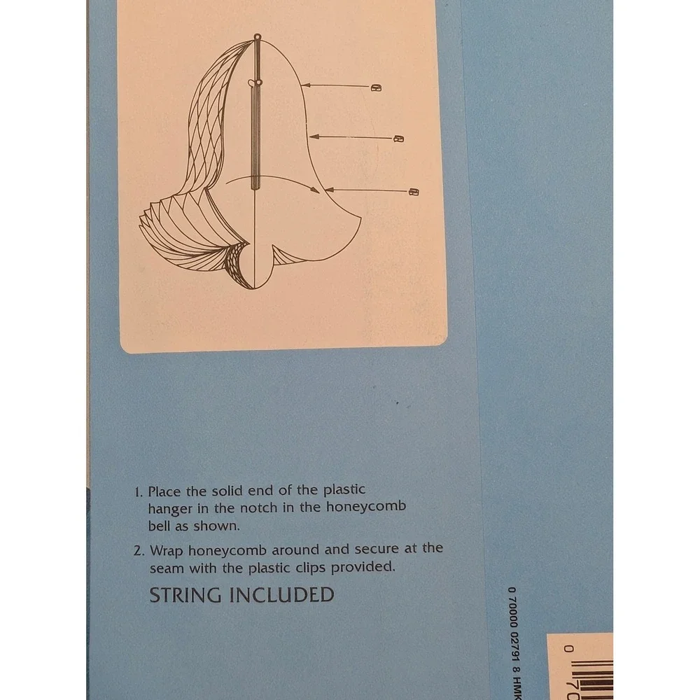 Vintage 1980 Hallmark Honeycomb Bell 11 Inch Blue Paper Hanging Decoration